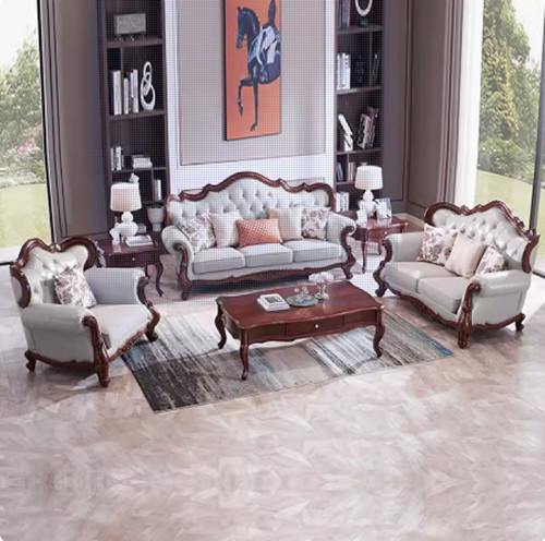 Modern Simple Leather Wood Sofa 