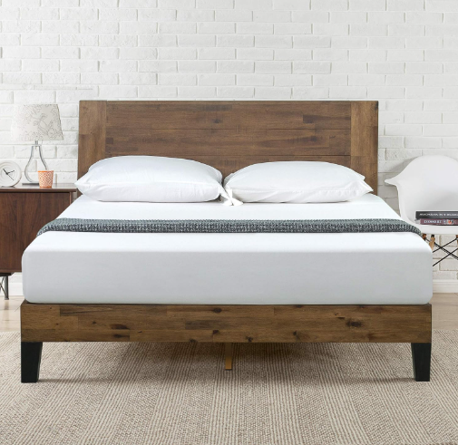 Wood Platform Bed Frame with Headboard