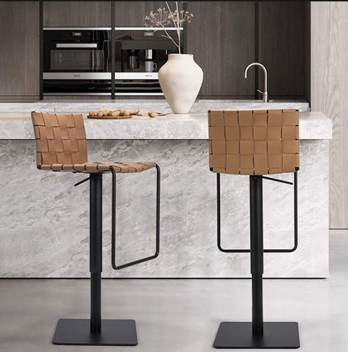 Saddle Stool Chair High Leather Chair Knit Chair