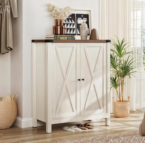Wood 5-Tier Shoe Storage Cabinet Shoe Cabinet with Doors