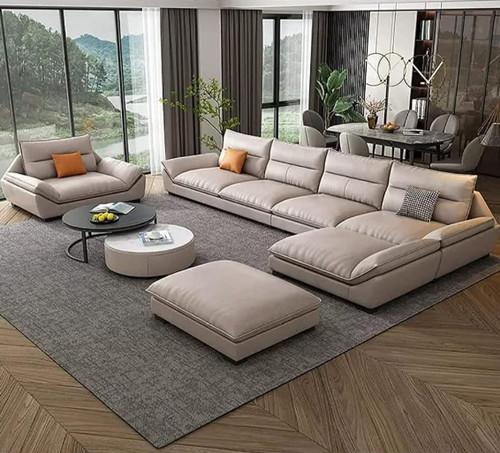 Wooden Frame Leather Sofa 