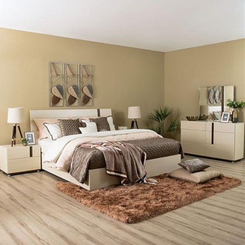 Wood Bed Wood Nightstands Dresser with mirror 